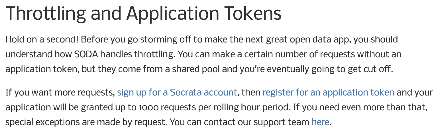 Screenshot of throttling and application tokens